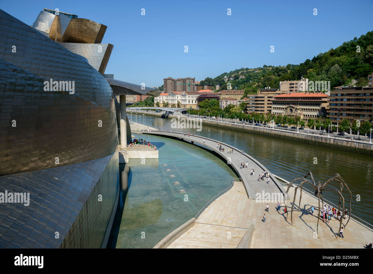 Ria de Bilbao with Guggenheim Museum of Bilbao (modern and contemporary art museum) designed by Frank O. Gehry Stock Photo