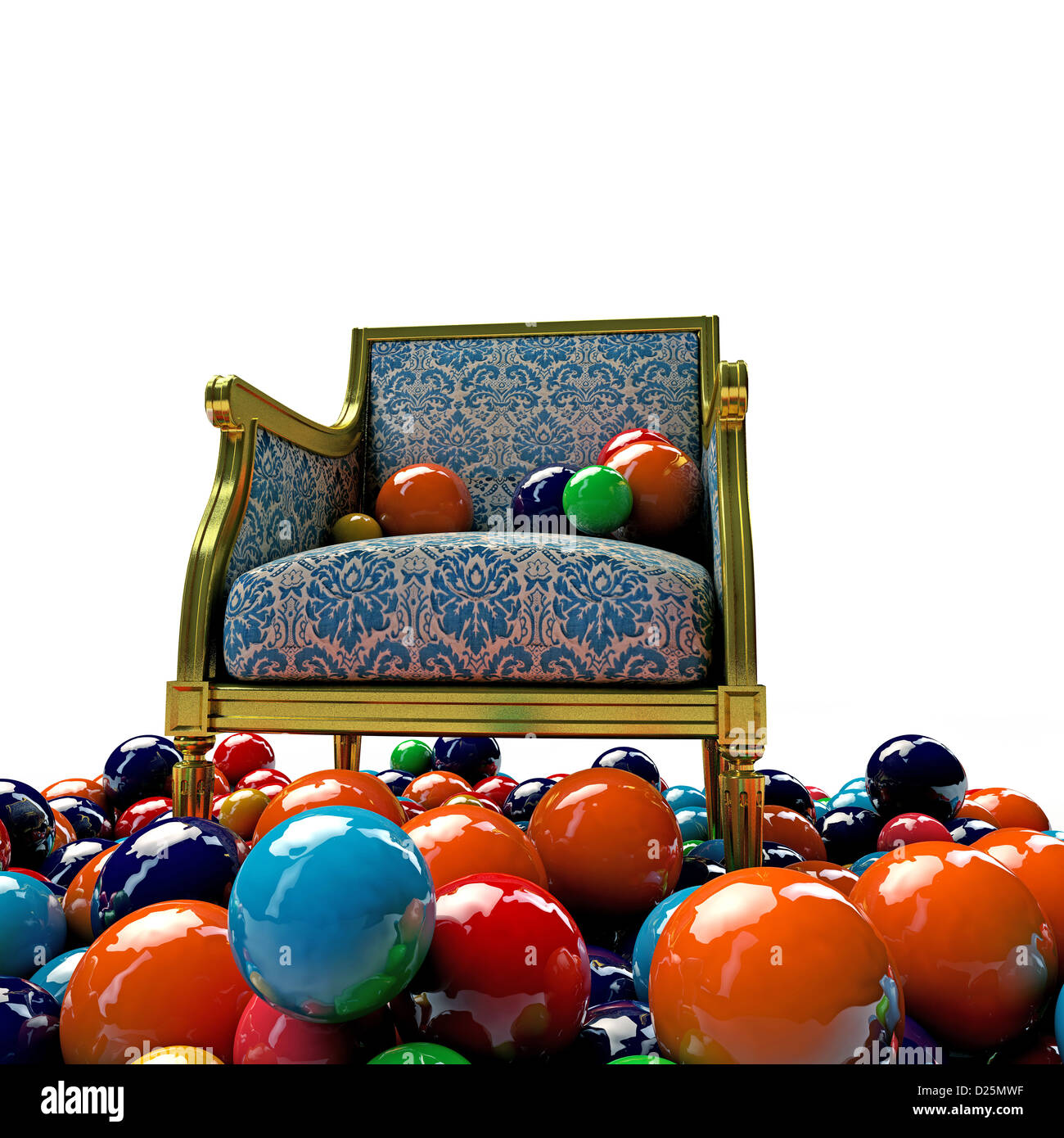 golden chair isolated on white background Stock Photo - Alamy