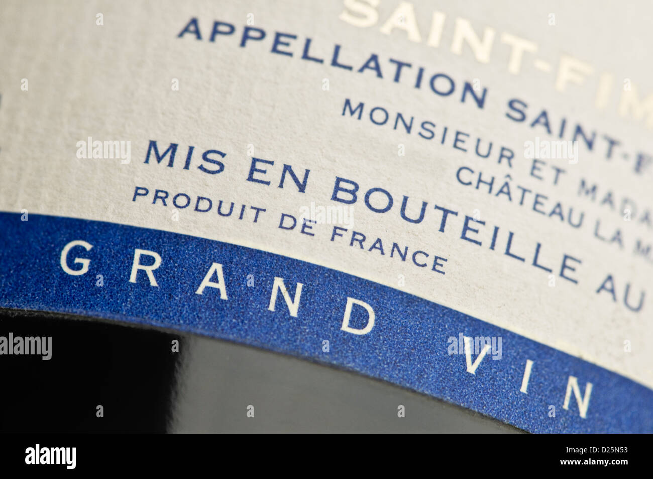 French red wine bottle label Stock Photo