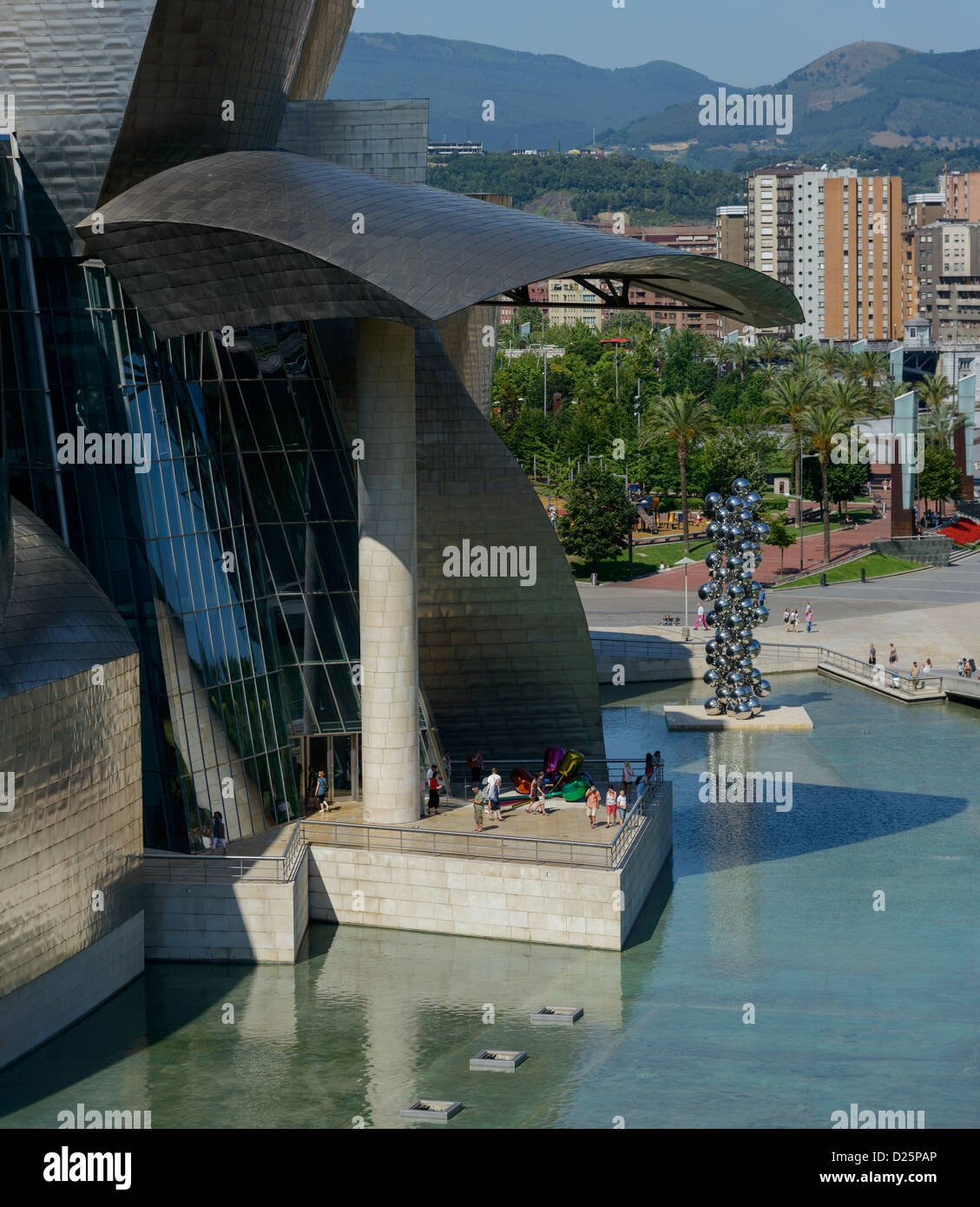 Outside visitors area at the Guggenheim Bilbao museum, by Frank Gehry. Stock Photo