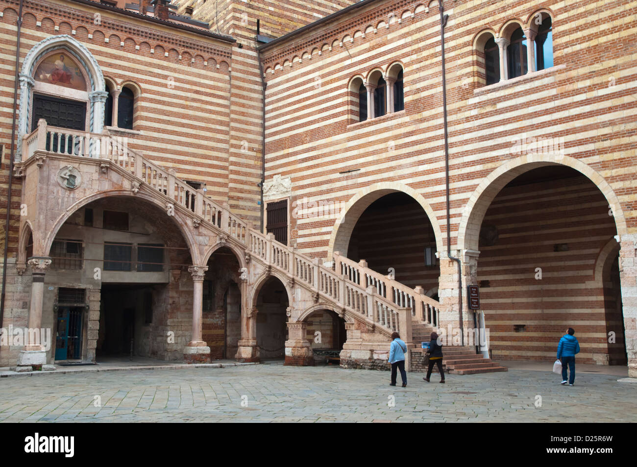 Scala Della Ragione Stairs At Corte Mercato Vecchio Square Old Town Verona City The Veneto Region Northern Italy Europe Stock Photo Alamy