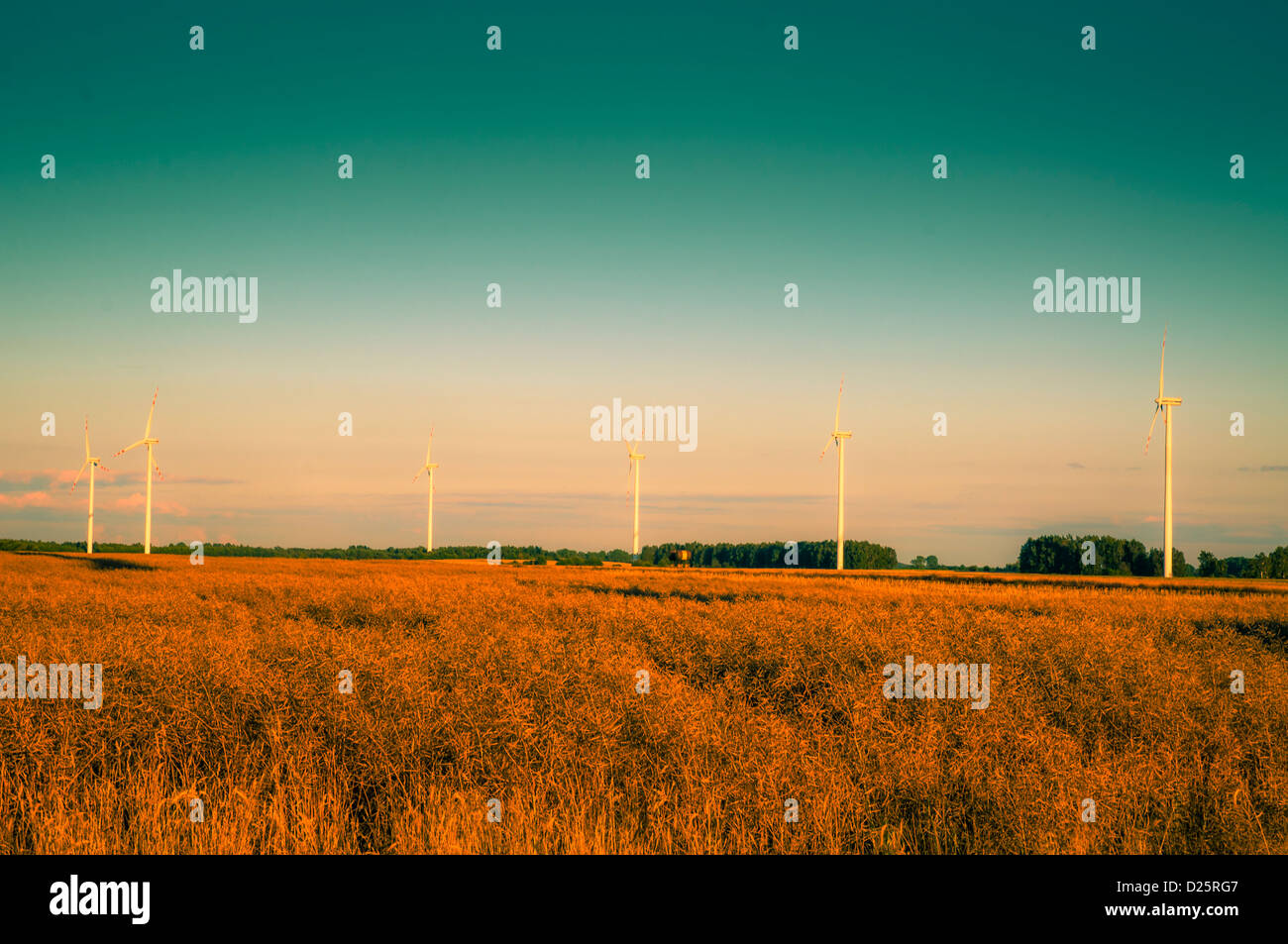 An image of windturbines at dusk Stock Photo - Alamy