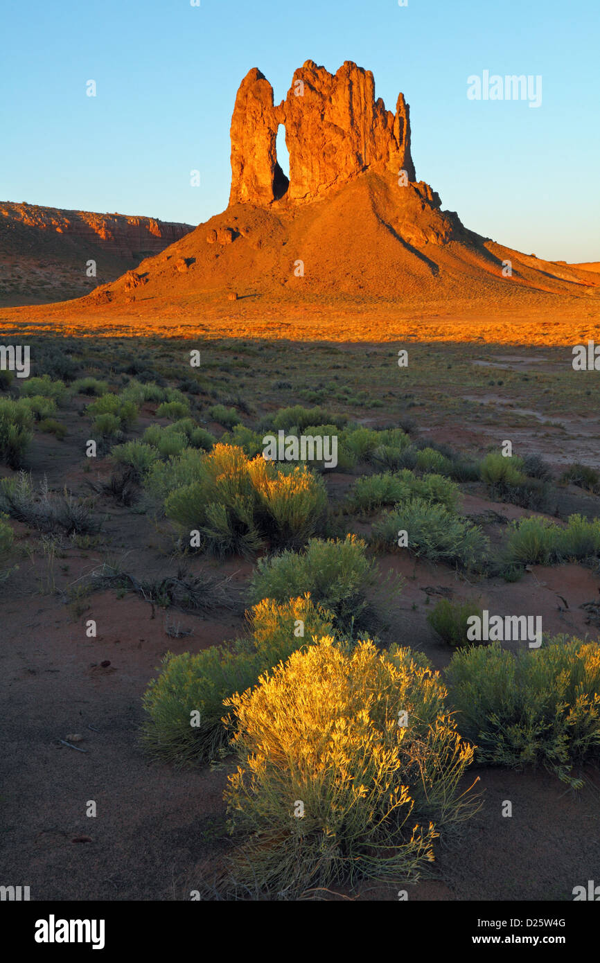 Boundary Butte Arch at sunrise, Navajo Reservation, south Bluff, Utah, USA Stock Photo