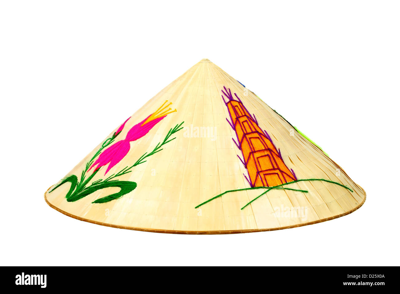Nón lá - Asian traditional conical bamboo hat isolated on white background Stock Photo