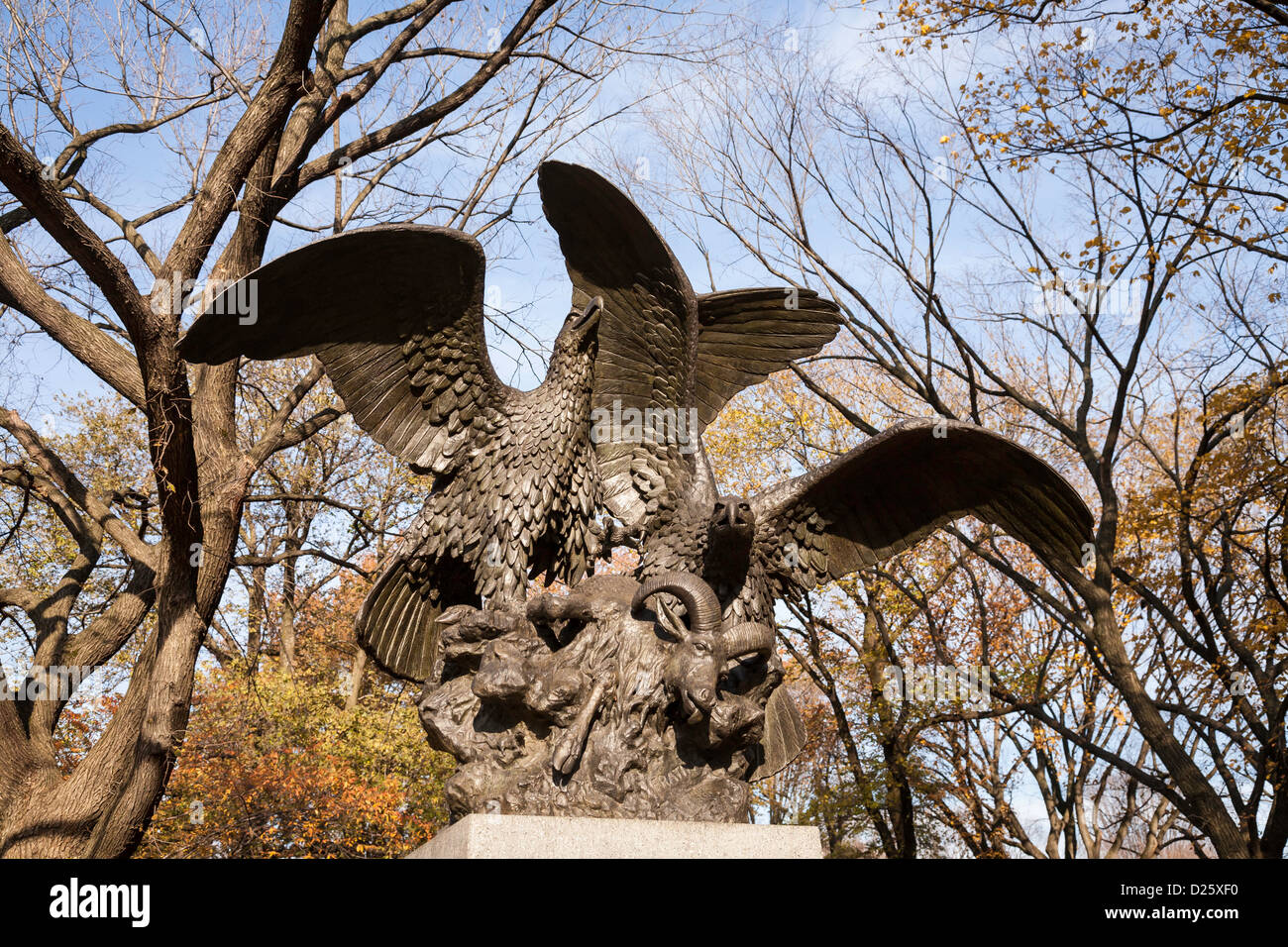 [Eagles and Prey] Statue, Central Park, NYC Stock Photo Alamy
