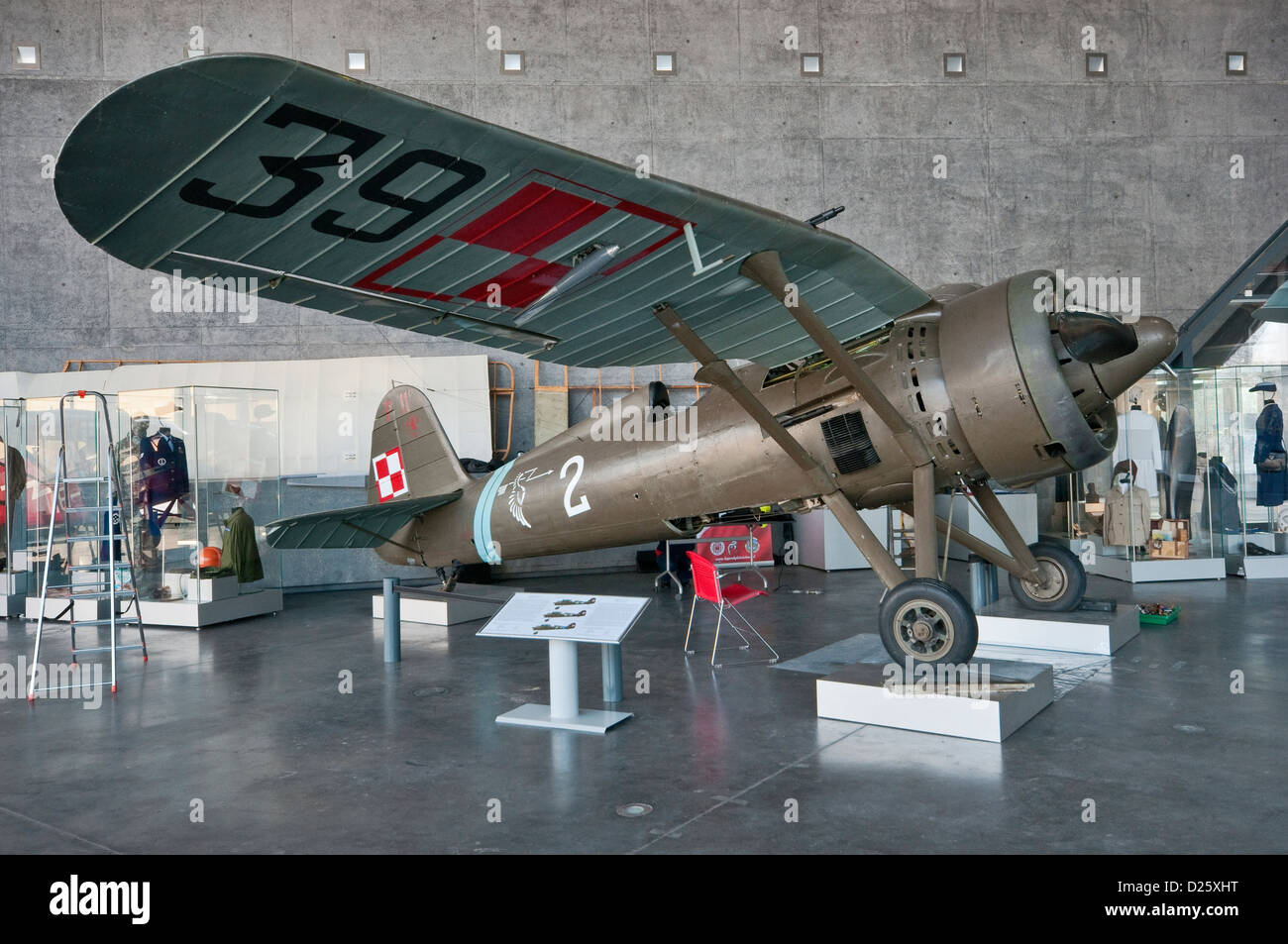 PZL P.11c, Polish fighter plane, served in 1939 September Campaign, Polish Aviation Museum in Krakow, Poland Stock Photo