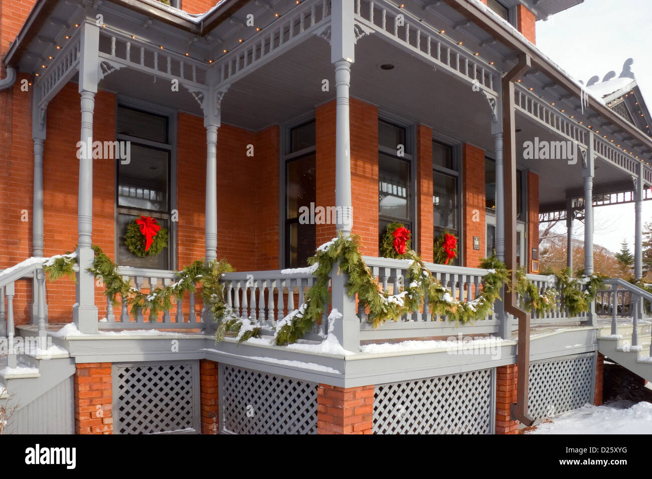 Victorian Home at Christmas Stock Photo