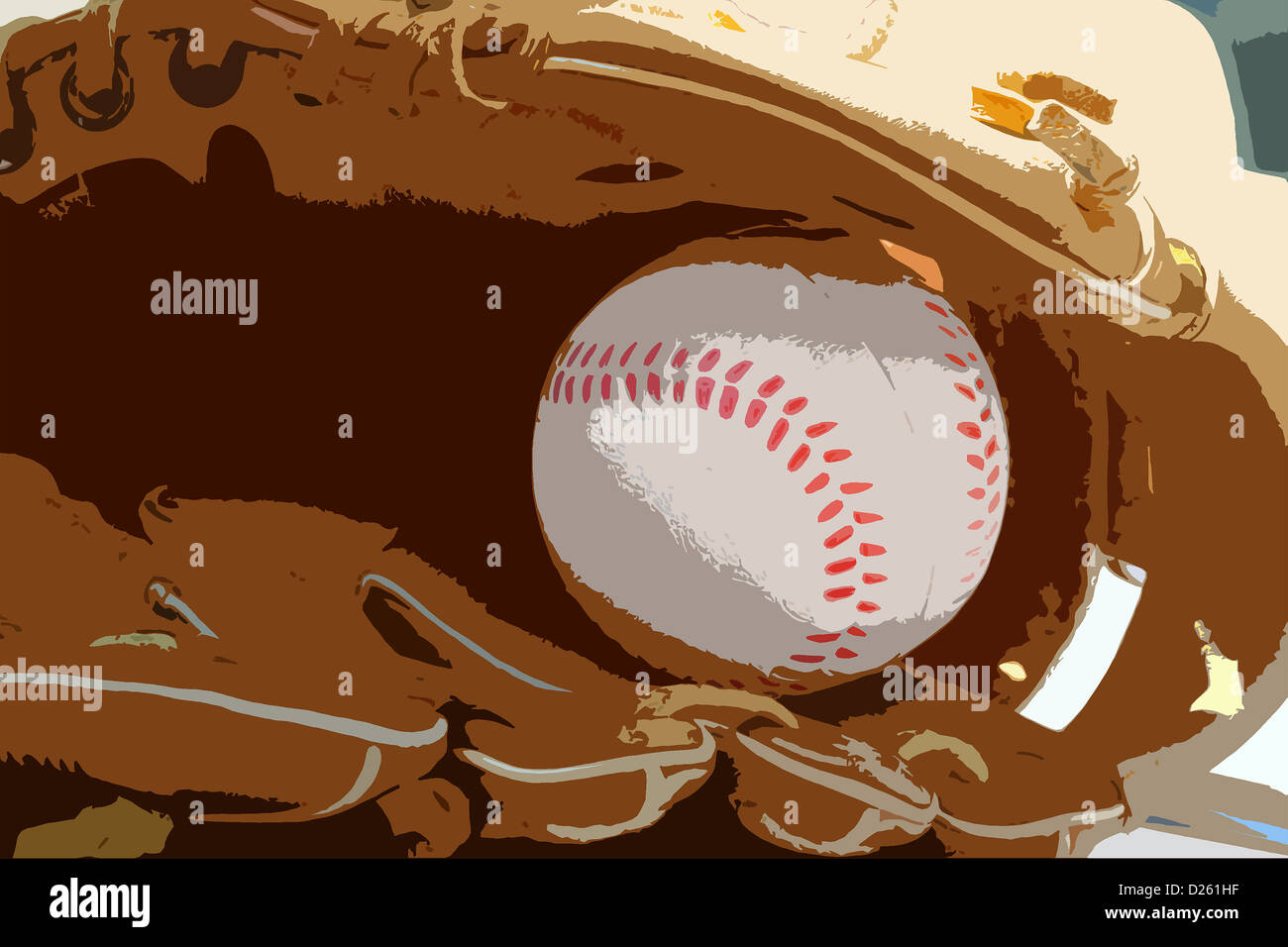 Illustration of Baseball and Baseball Glove Mitt Copy Space Stock Photo