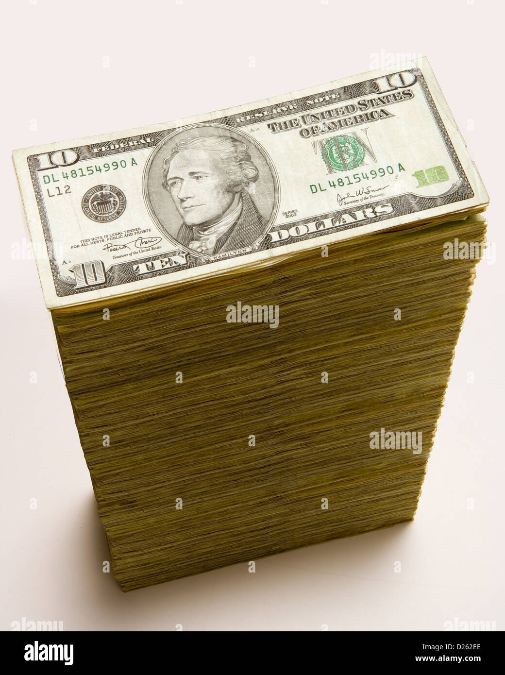 Cash stack of 10 dollar bills Stock Photo Alamy
