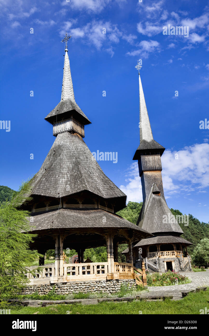 The Barsana monastery Romania, was built from wood only according to old traditions in maramures. Europe, Romania Stock Photo