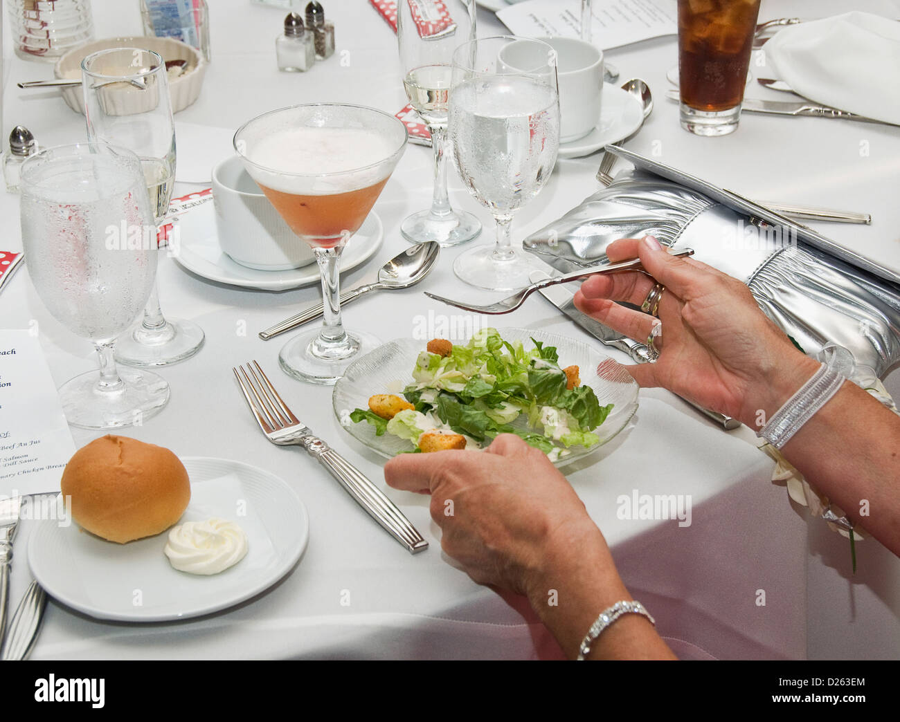 The salad course at a banquet dinner Stock Photo Alamy