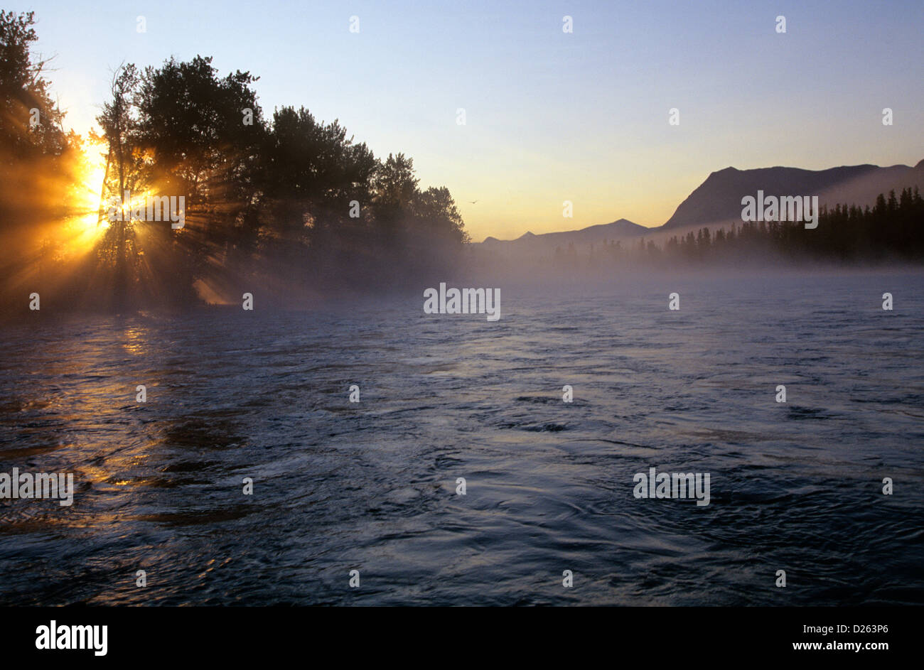 Sunrise on the Upper Kenai River, Alaska, USA Stock Photo