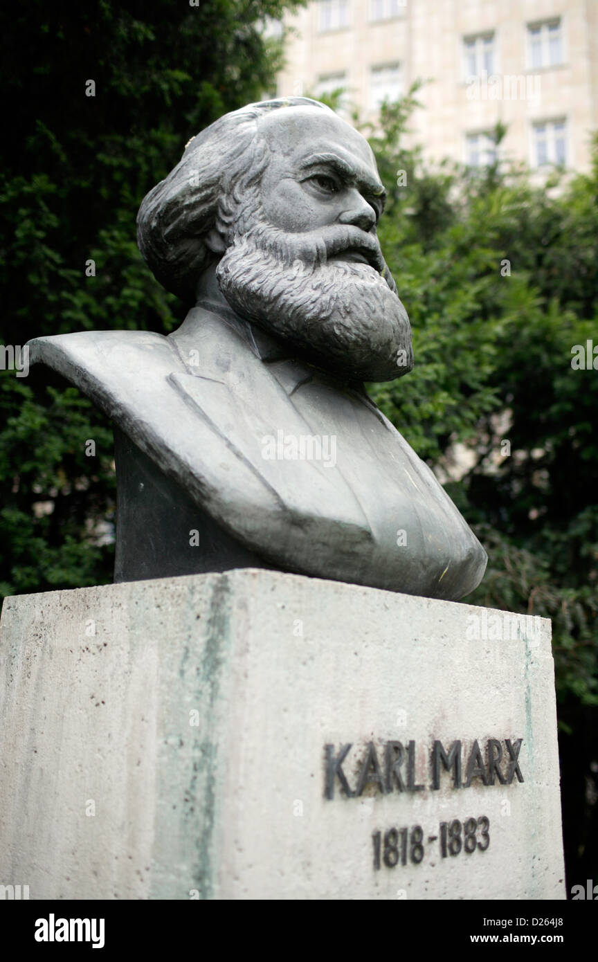 Berlin, Germany, Karl Marx bust on Strausbergerplatz Stock Photo