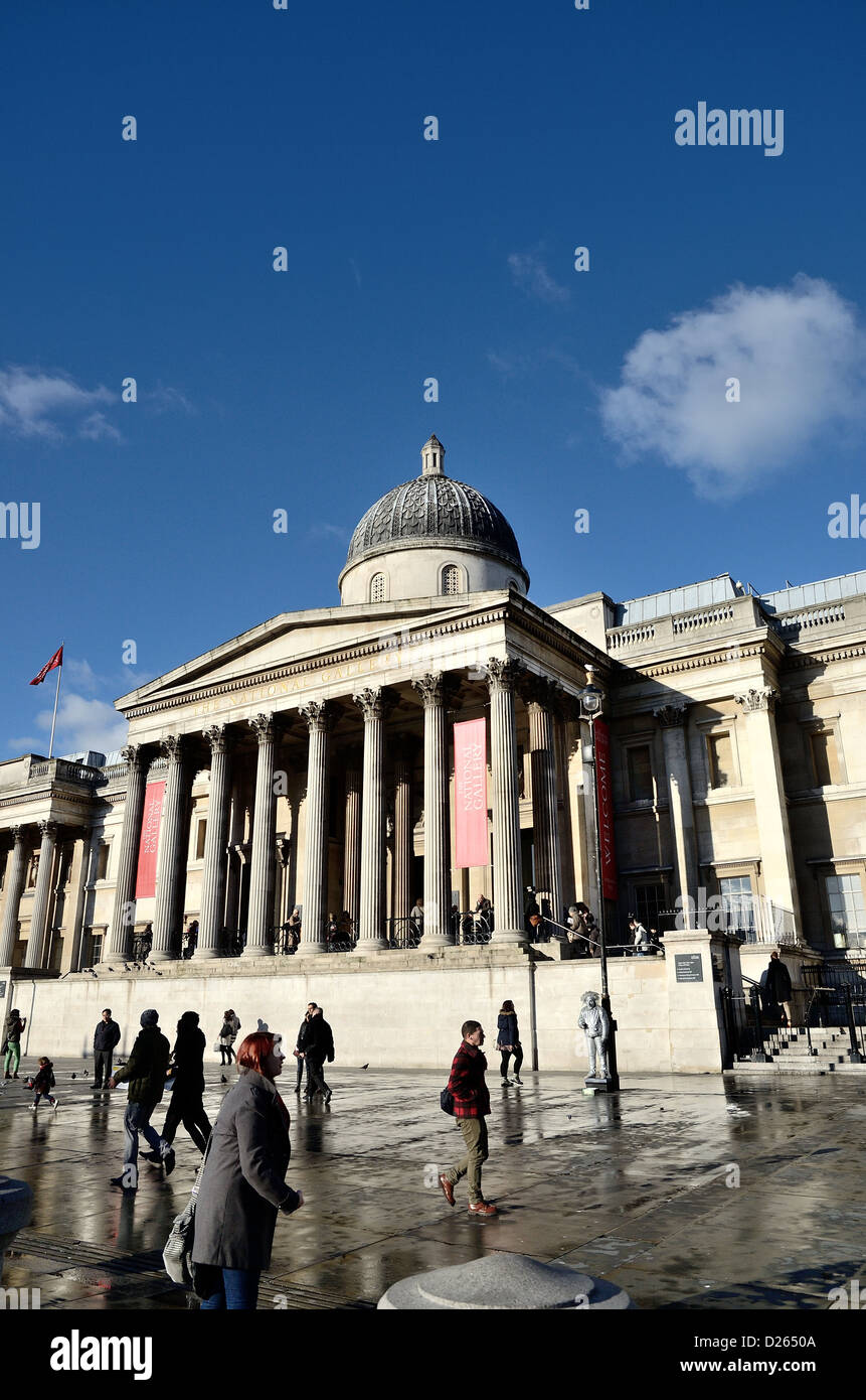 Exterior of The National Gallery in Trafalgar Square London Stock Photo