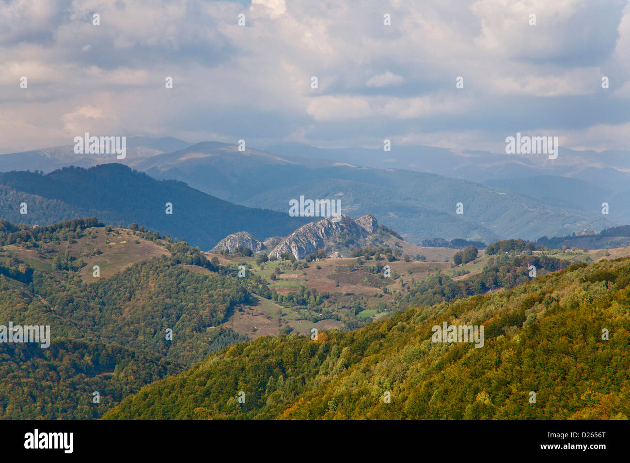 The Carpathian Mountains, Cerna valley near Baile Herculane. Europe, Eastern Europe, Romania, September Stock Photo