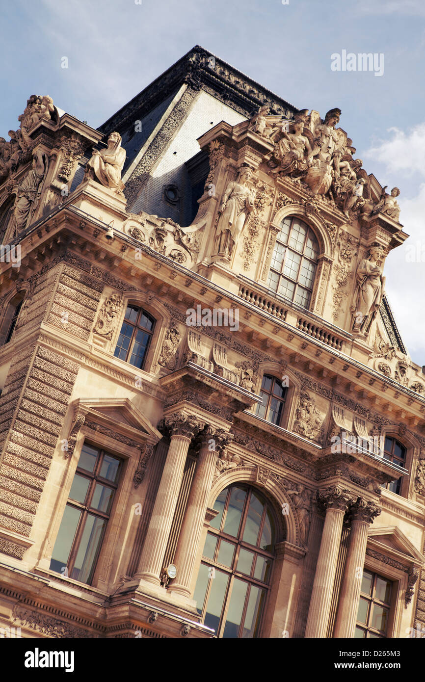 Palais du Louvre facade detail, Paris, France Stock Photo