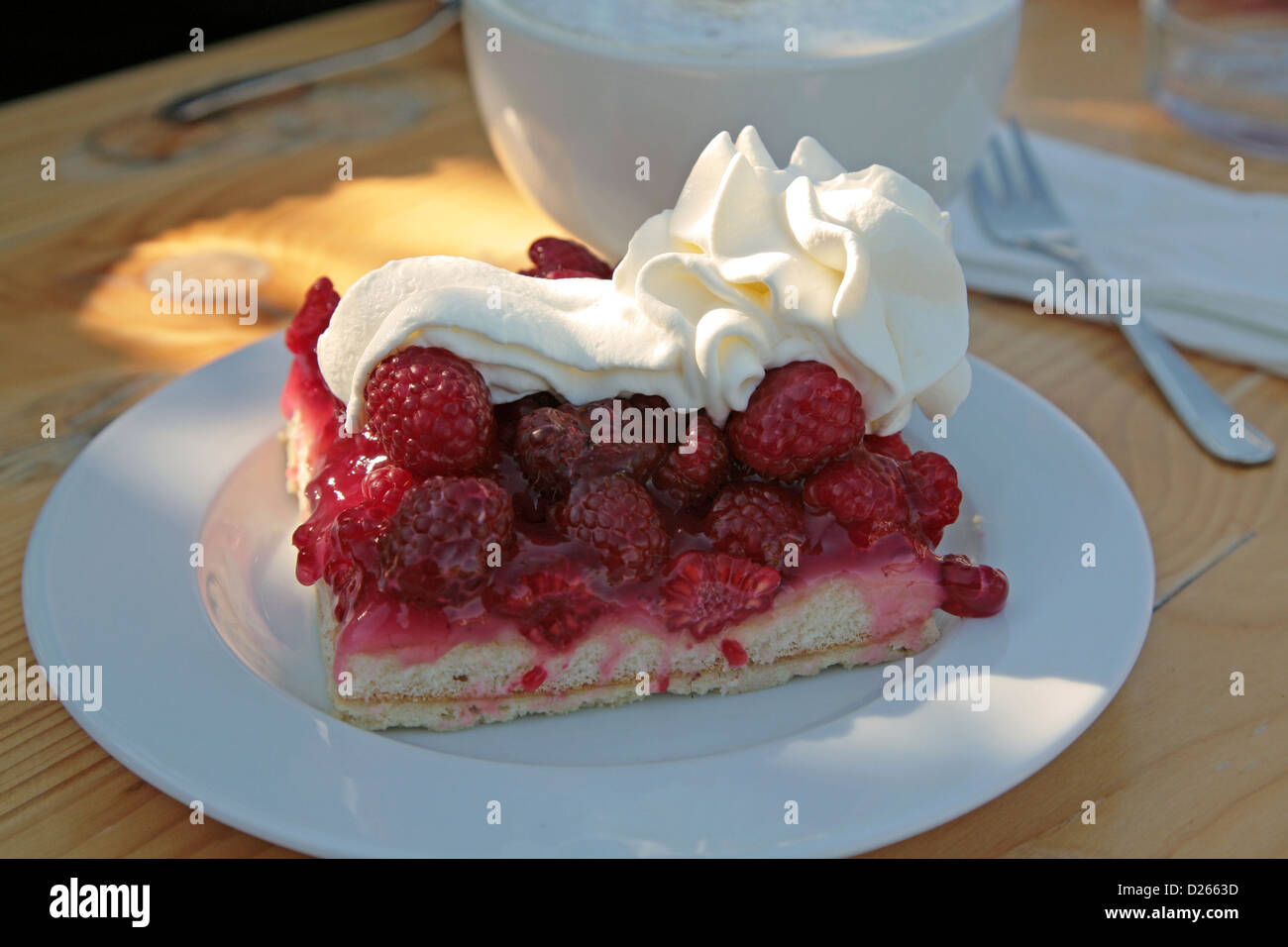 Hamburg, Germany, raspberry cake with whipped cream Stock Photo Alamy