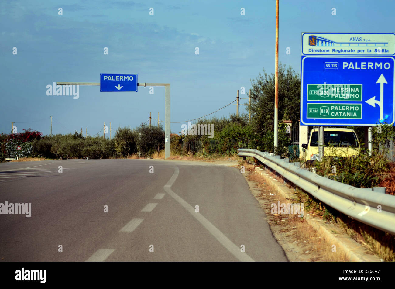 Palermo Sicily road sign Stock Photo