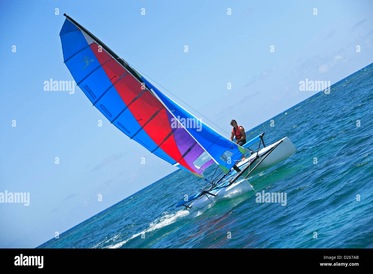 Sailing on a catamaran, Isla Verde, Puerto Rico Stock Photo