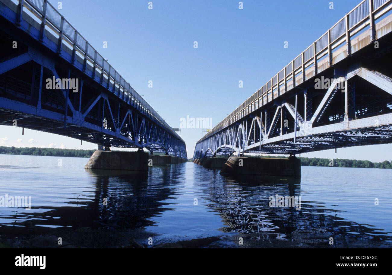 Parallel North Grand Island Bridges Stock Photo