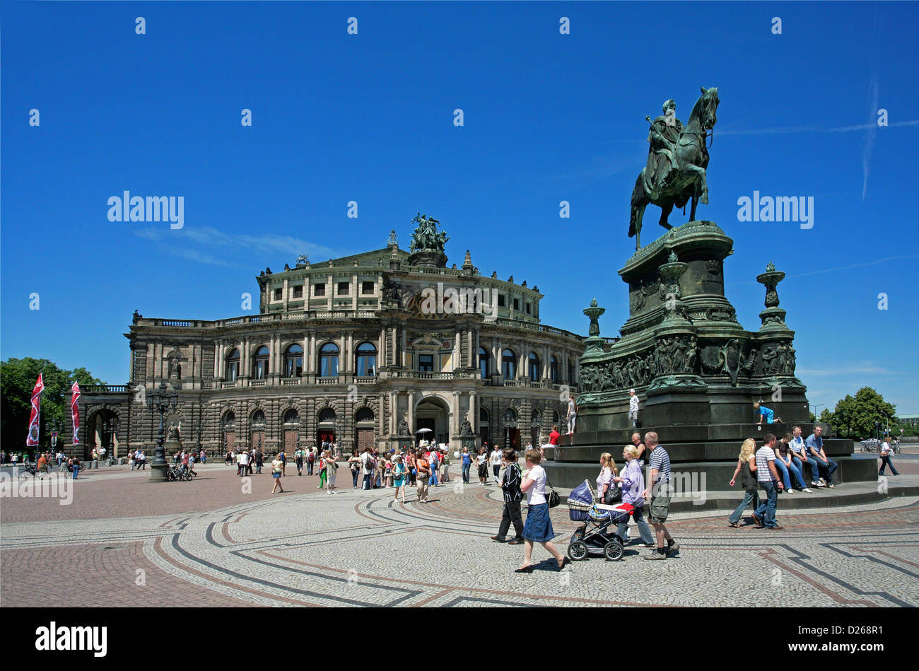 Dresden, Germany, Semperoper and equestrian statue of King John Stock