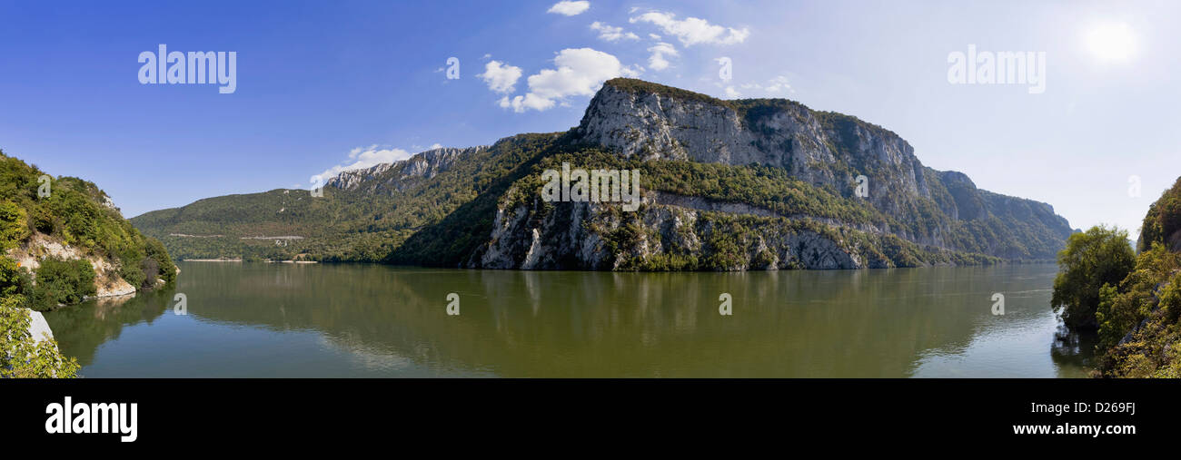 Iron Gate, Portile de Fier, a national park on the Serbian and Romanian side of the river. The Cazanale Mici, Romania. Stock Photo