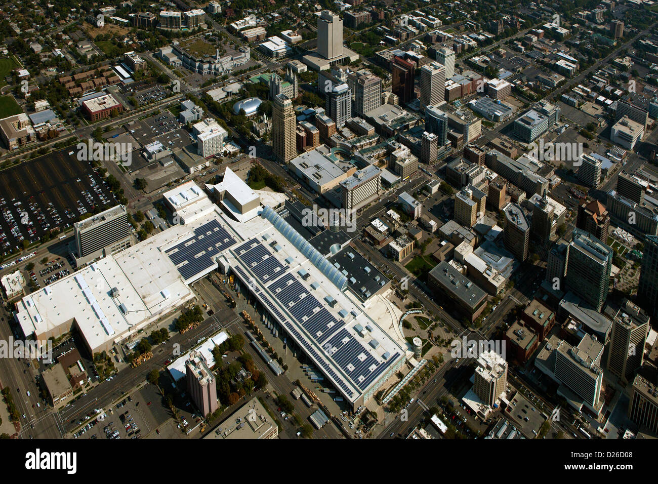 aerial photograph Calvin L. Rampton Salt Palace Convention Center, Salt Lake City, Utah Stock Photo