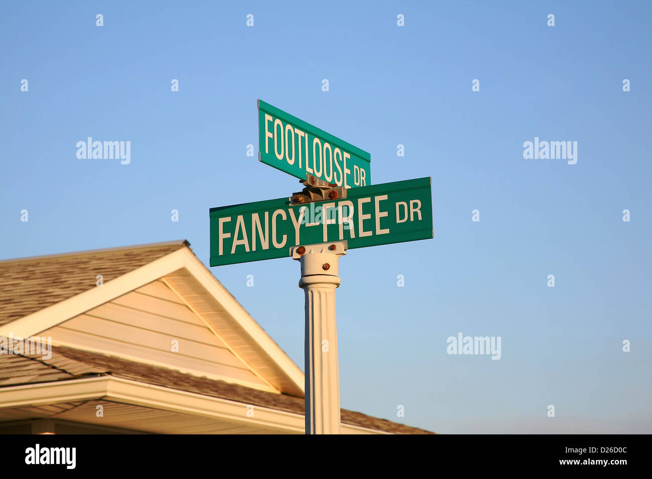 Footloose FancyFree Street Sign Stock Photo Alamy