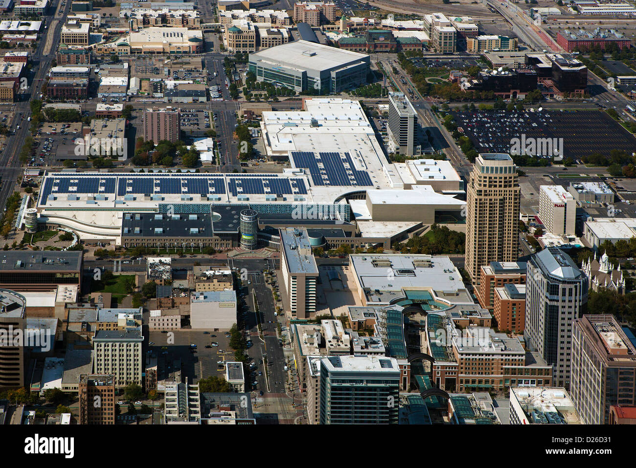 aerial photograph Calvin L. Rampton Salt Palace Convention Center, Salt Lake City, Utah Stock Photo