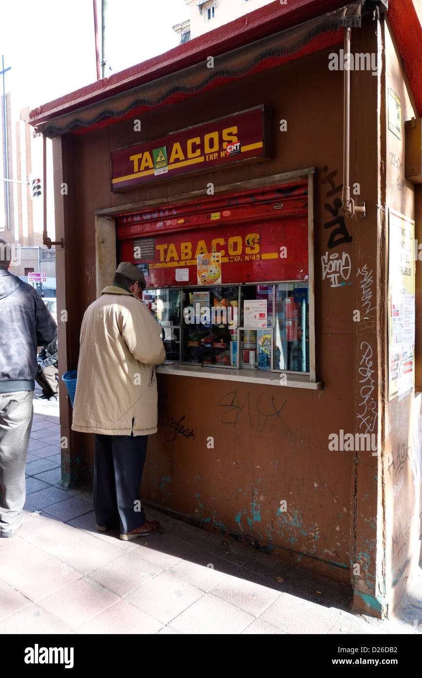 tabacco cigarette stand shop madrid spain Stock Photo