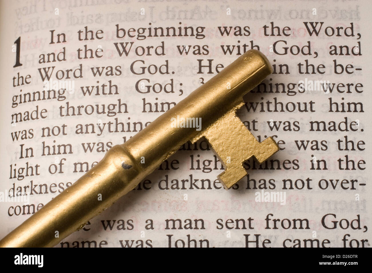 Key on Bible Page Stock Photo Alamy