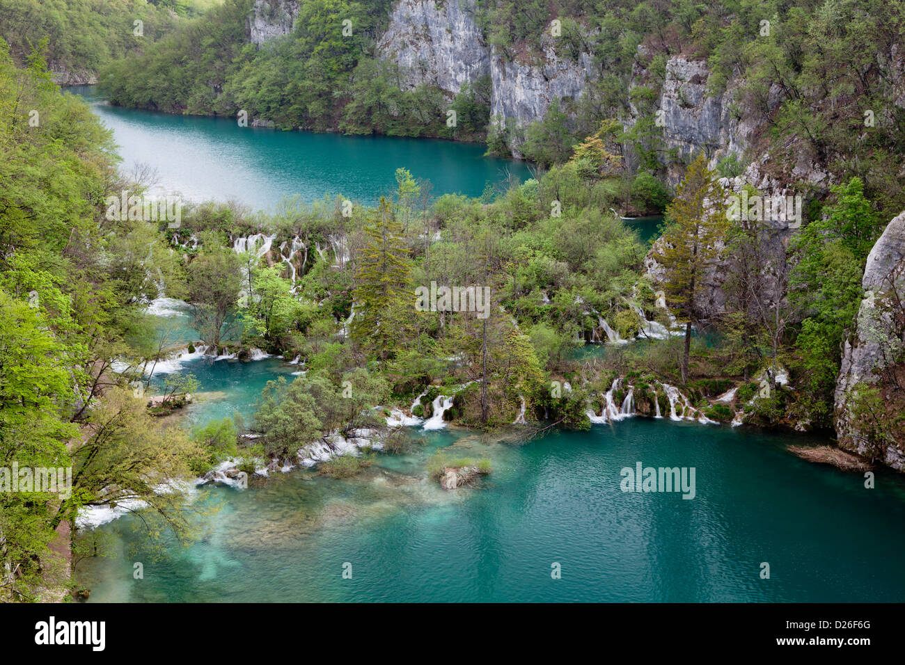 The Plitvice Lakes in the National Park Plitvicka Jezera. The lower lakes Kaluderovac and Gavanovac in spring. Europe, Croatia Stock Photo