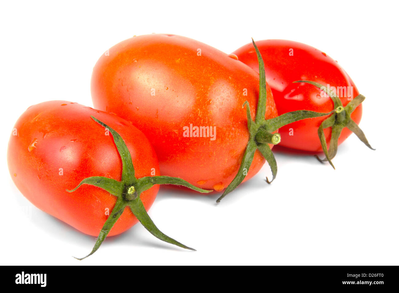 Three Red tomatoes vegetable isolated on white background Stock Photo