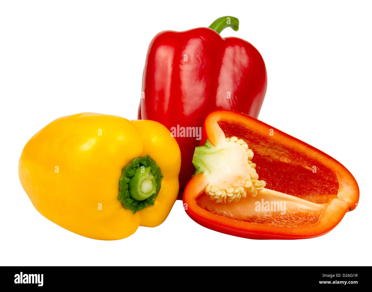 Red and yellow pepper isolated on white background Stock Photo - Alamy