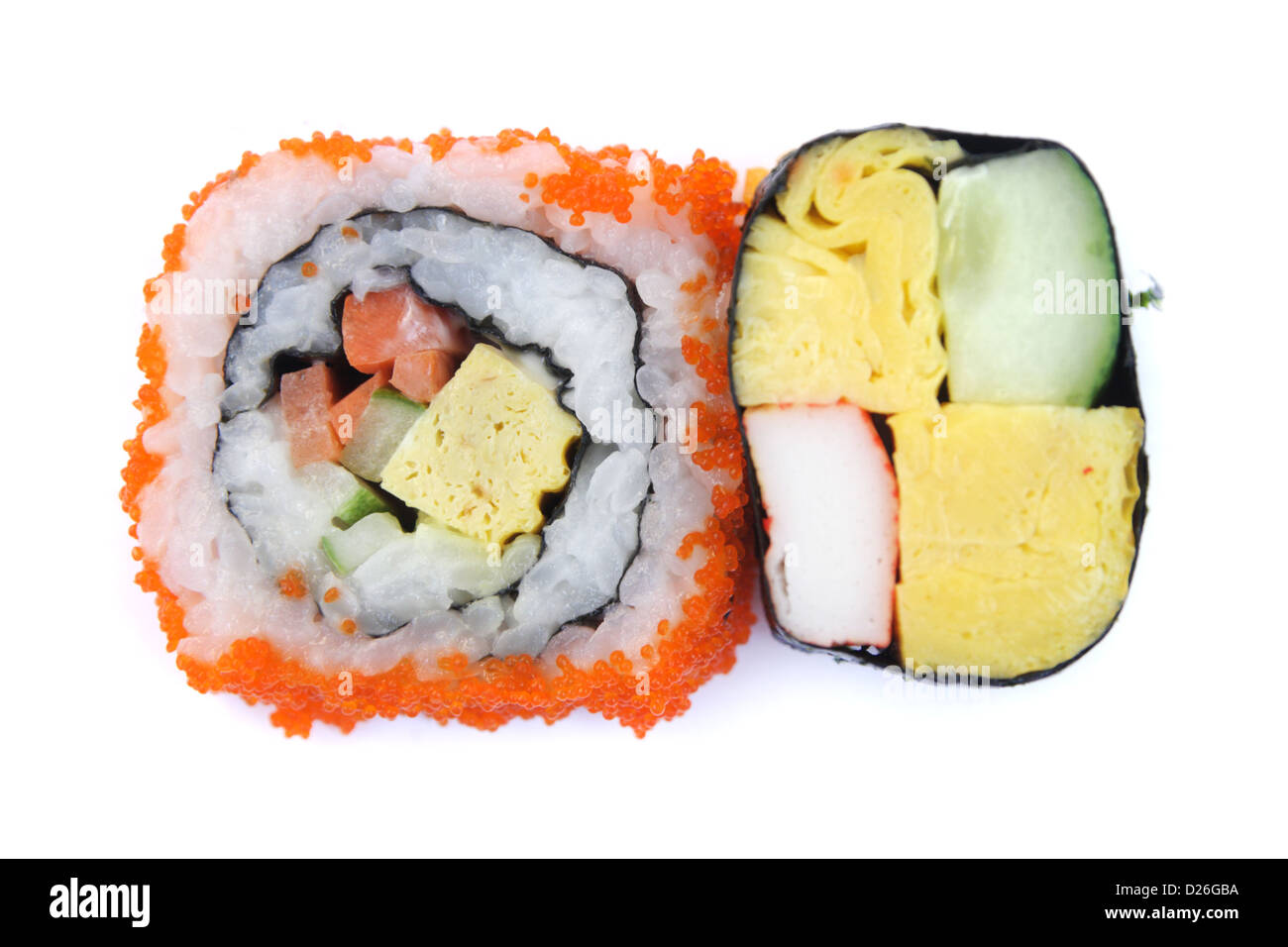 Maki sushi , California roll , Sushi-Maki with Surimi (Imitation crab) and  egg Stock Photo - Alamy