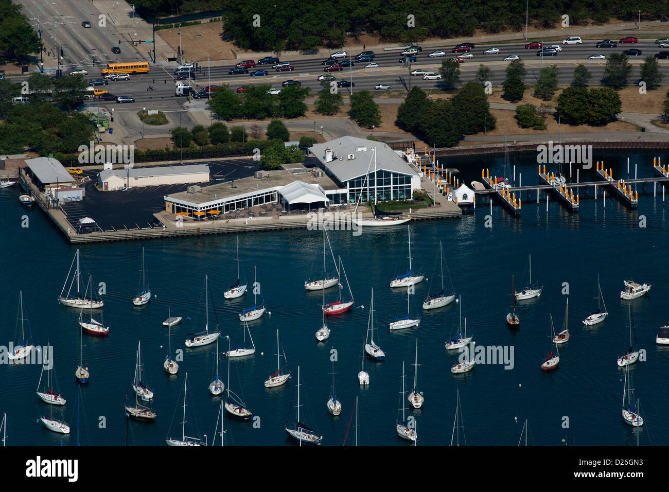 aerial photograph Chicago Yacht Club, Chicago, Illinois Stock Photo