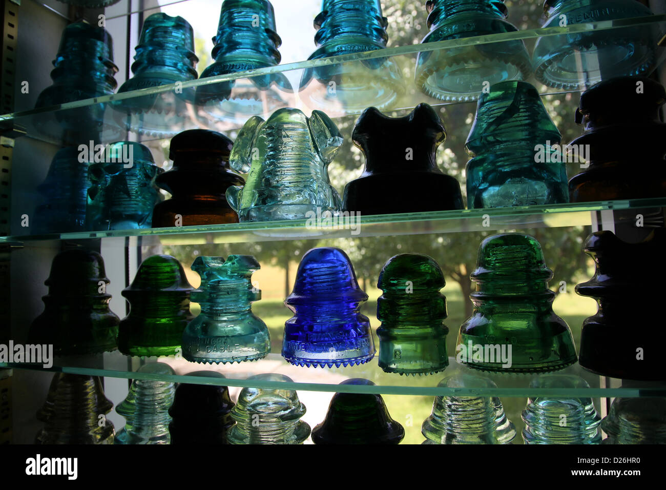 Blue glass insulator in collection Stock Photo
