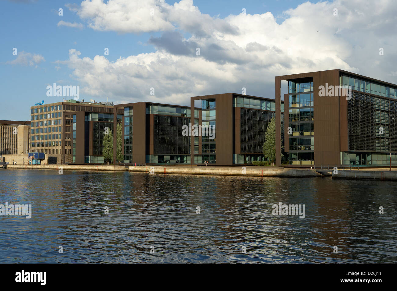 Copenhagen, Denmark, modern office building and the Nordea Office Stock Photo