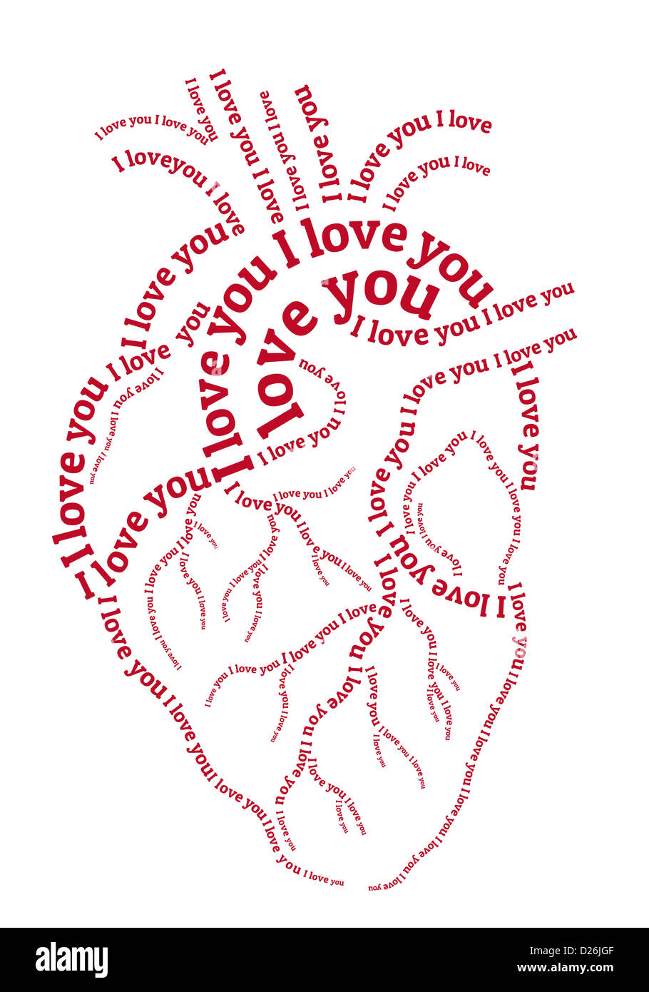red human heart,hand drawn typography word art illustration Stock Photo -  Alamy