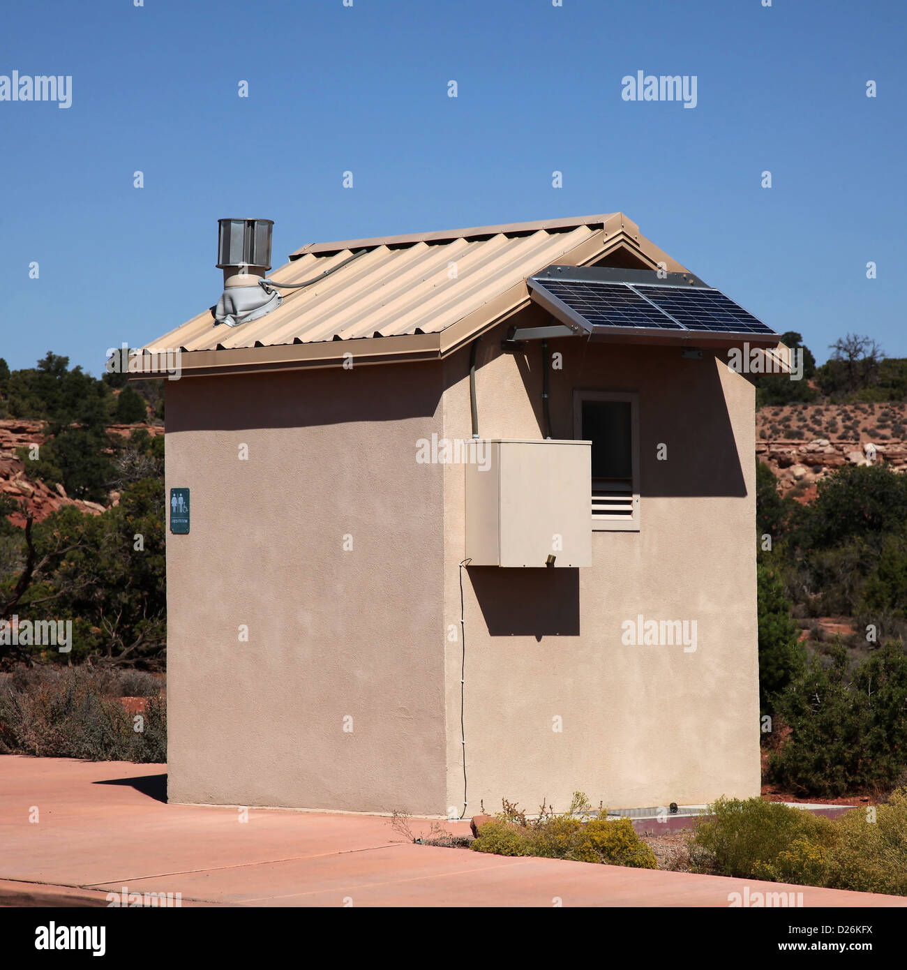 Solar powered outhouse Stock Photo