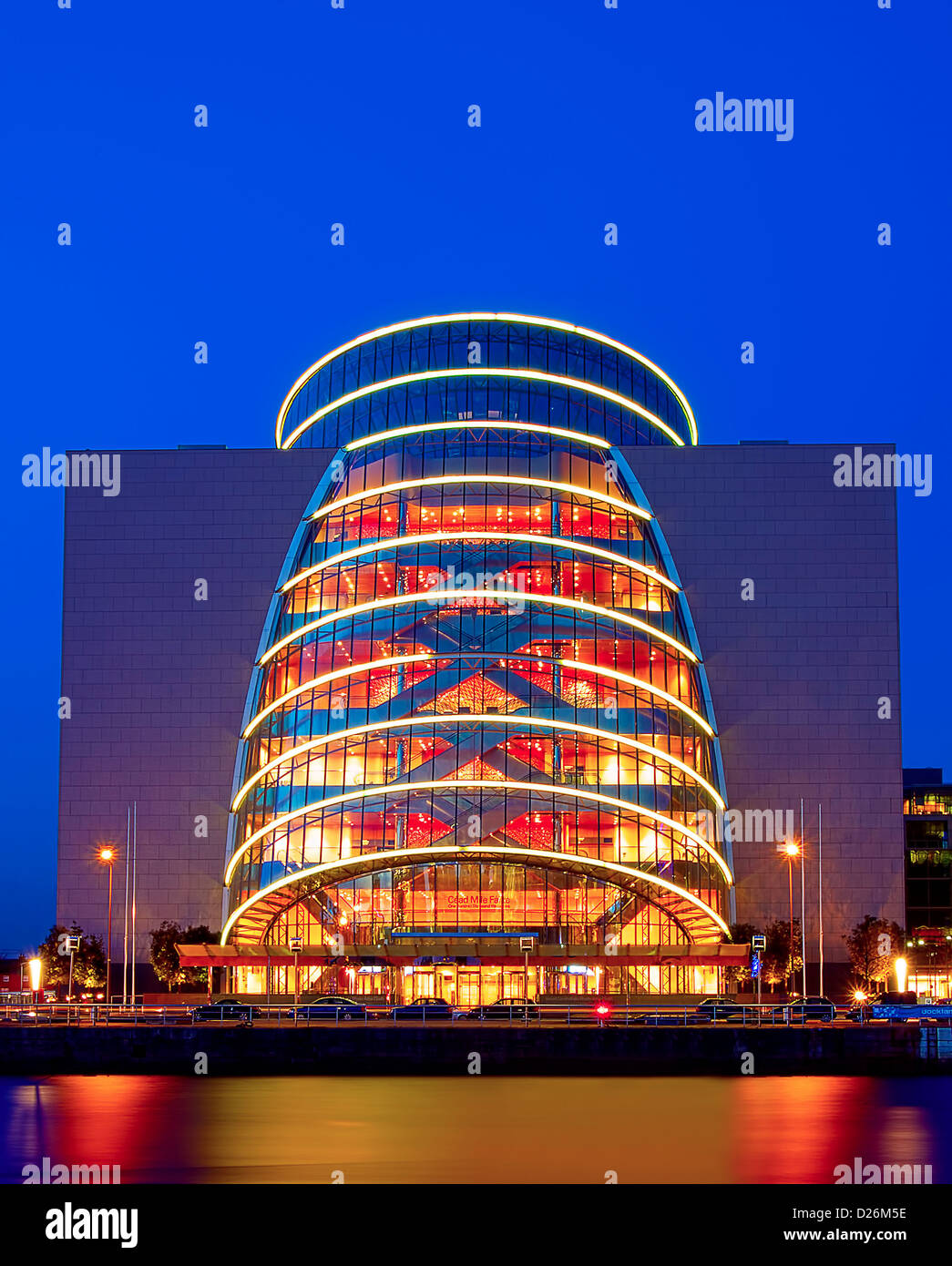 A photograph of Dublin convention centre at night in HDR Stock Photo