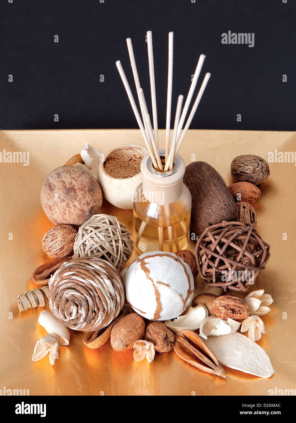 Vanilla oil diffuser decorated with pot pourri Stock Photo Alamy