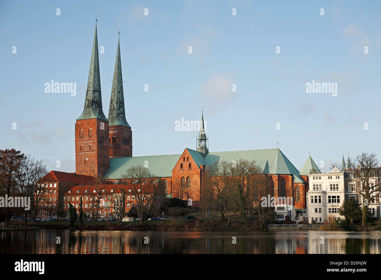 Luebeck, Germany, Luebeck Cathedral and the Muehlenteich Stock Photo ...