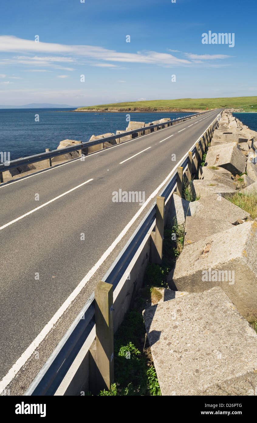 Churchill Barrier No.3 linking Glimps Holm and Burray, Orkney Islands, Scotland. Stock Photo