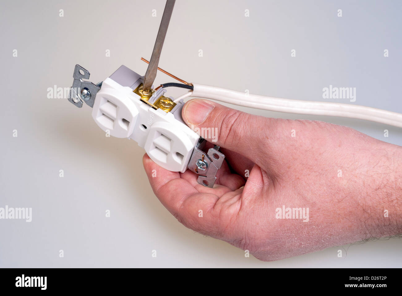 Wires are screwed into an electrical socket Stock Photo - Alamy