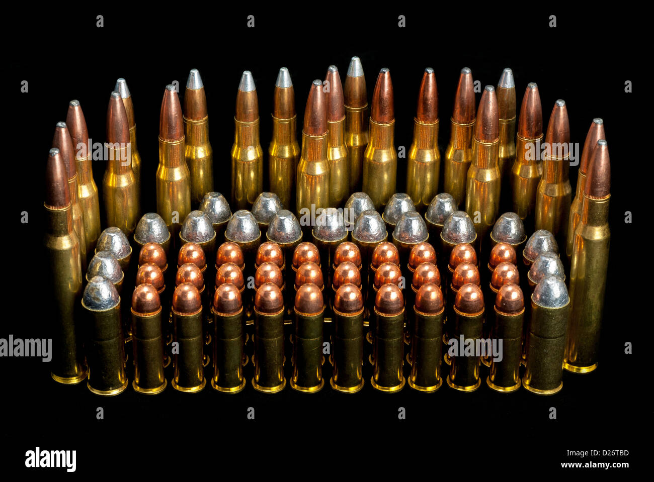 Bullets different calibers stand in row ammo Vector Image
