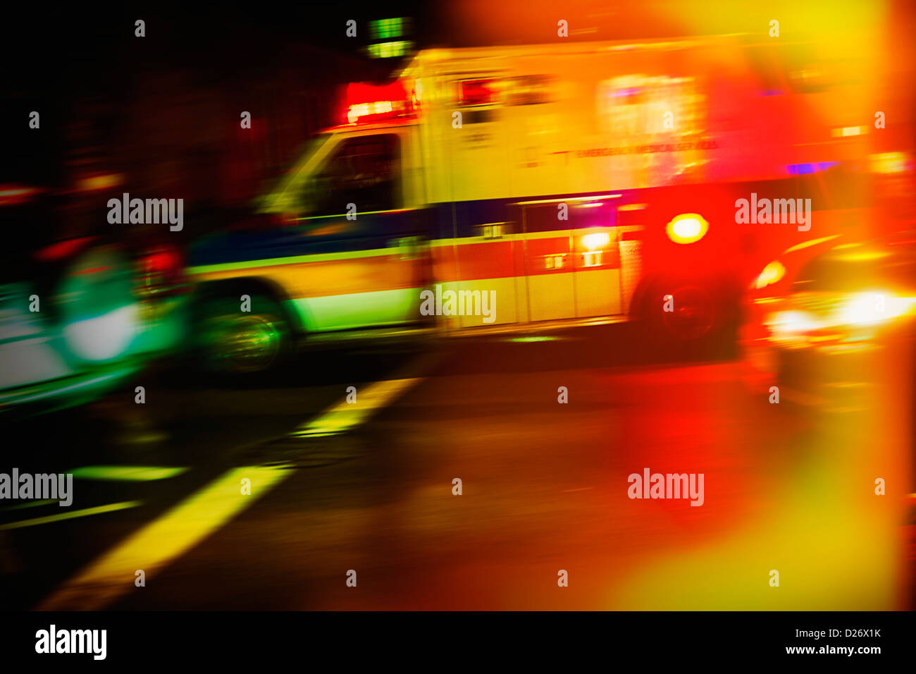 USA, New York City, Ambulance at night Stock Photo