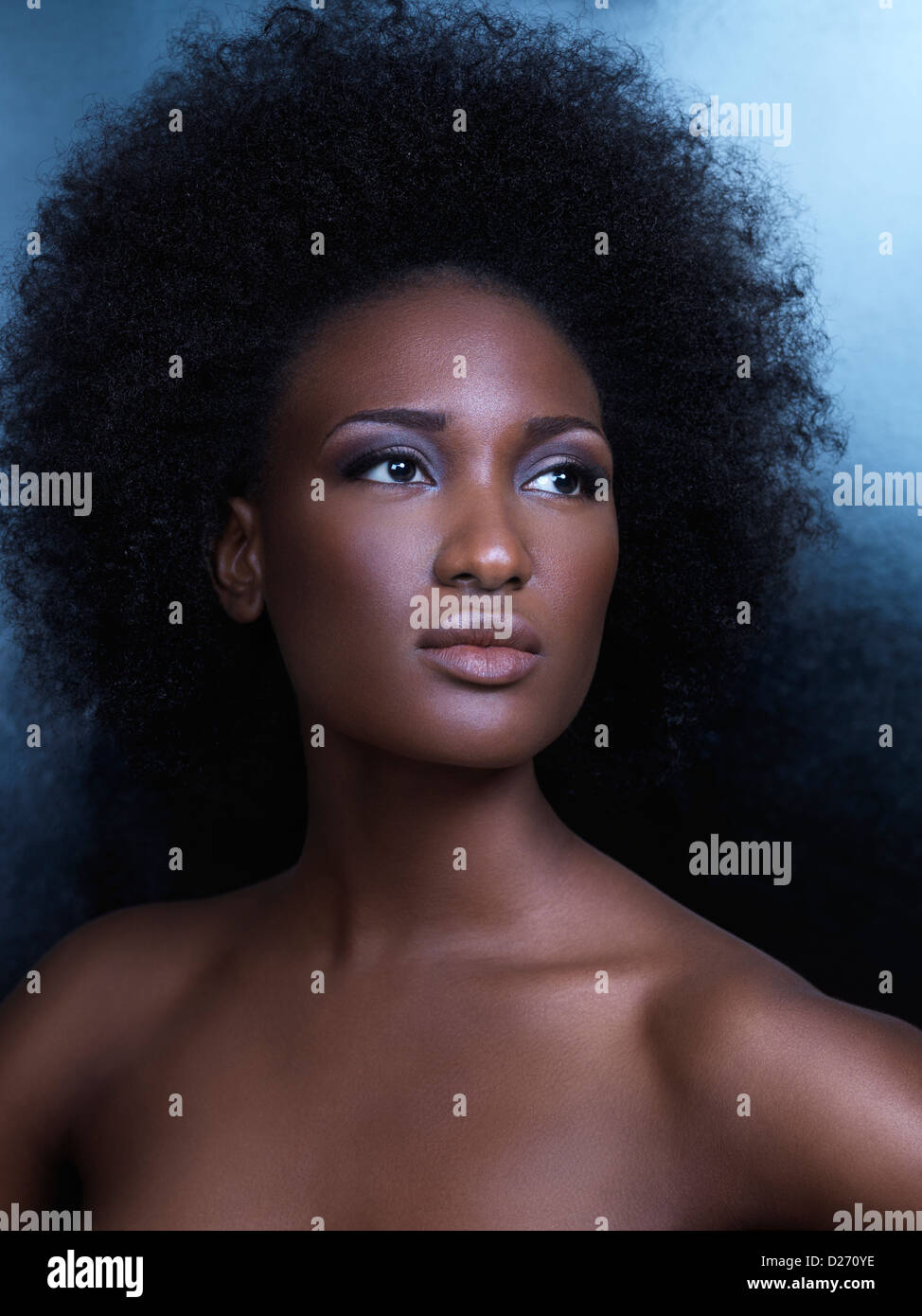 Beauty Portrait Of A Young African American Woman With Big Natural