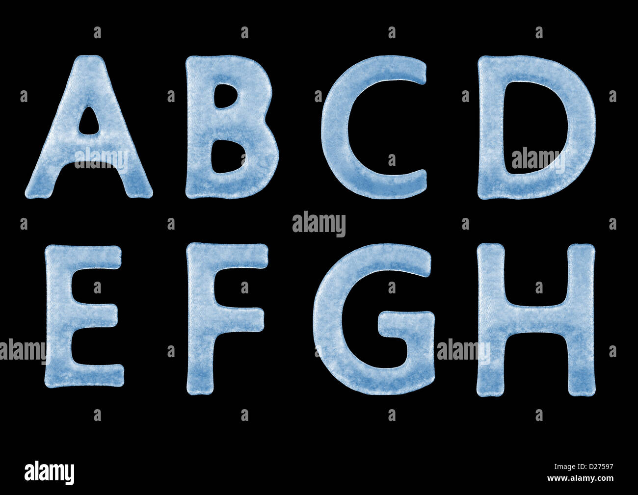 3d Typography of Snowy Ice Letters (Fonts) Alphabet including letter a,letter b,letter c,letter d,letter e,letter f,letter g,let Stock Photo