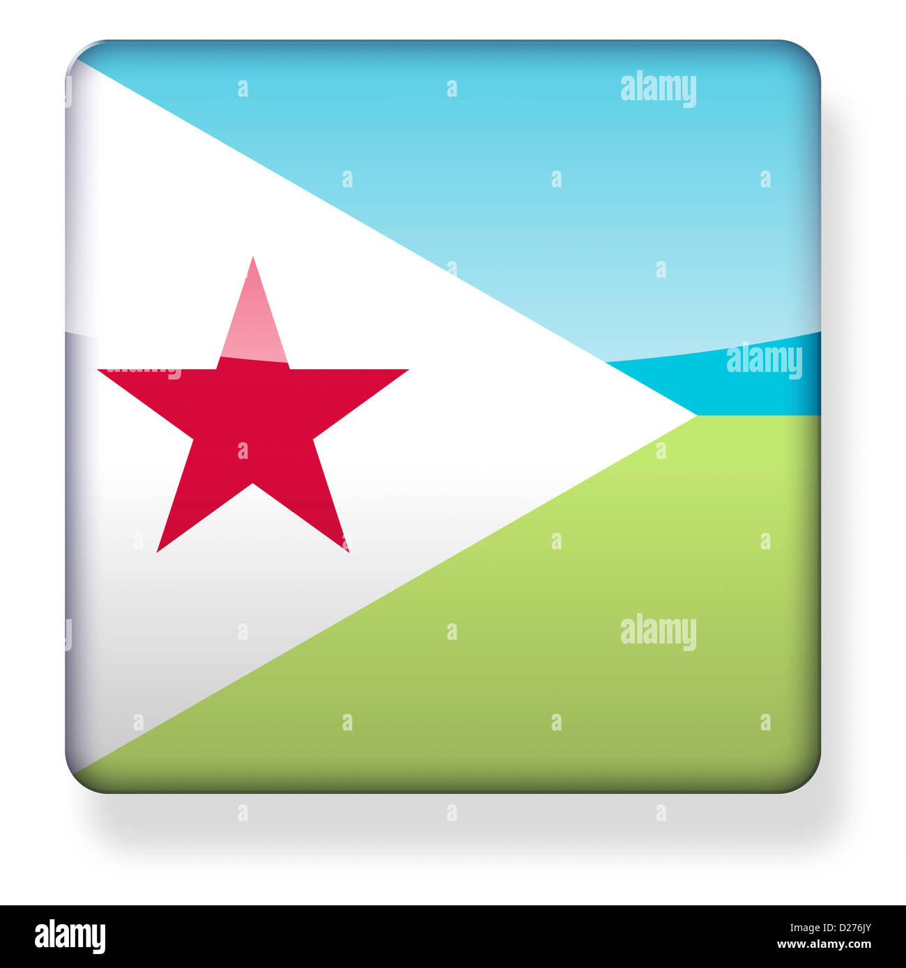 Djibouti flag as an app icon. Clipping path included. Stock Photo